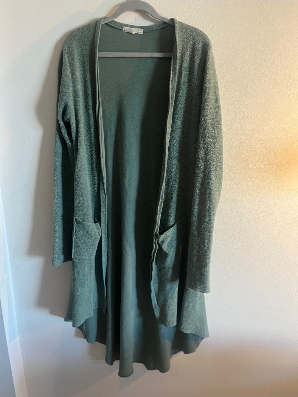 Joah Brown Dusty Sage Open-Front Long Cardigan